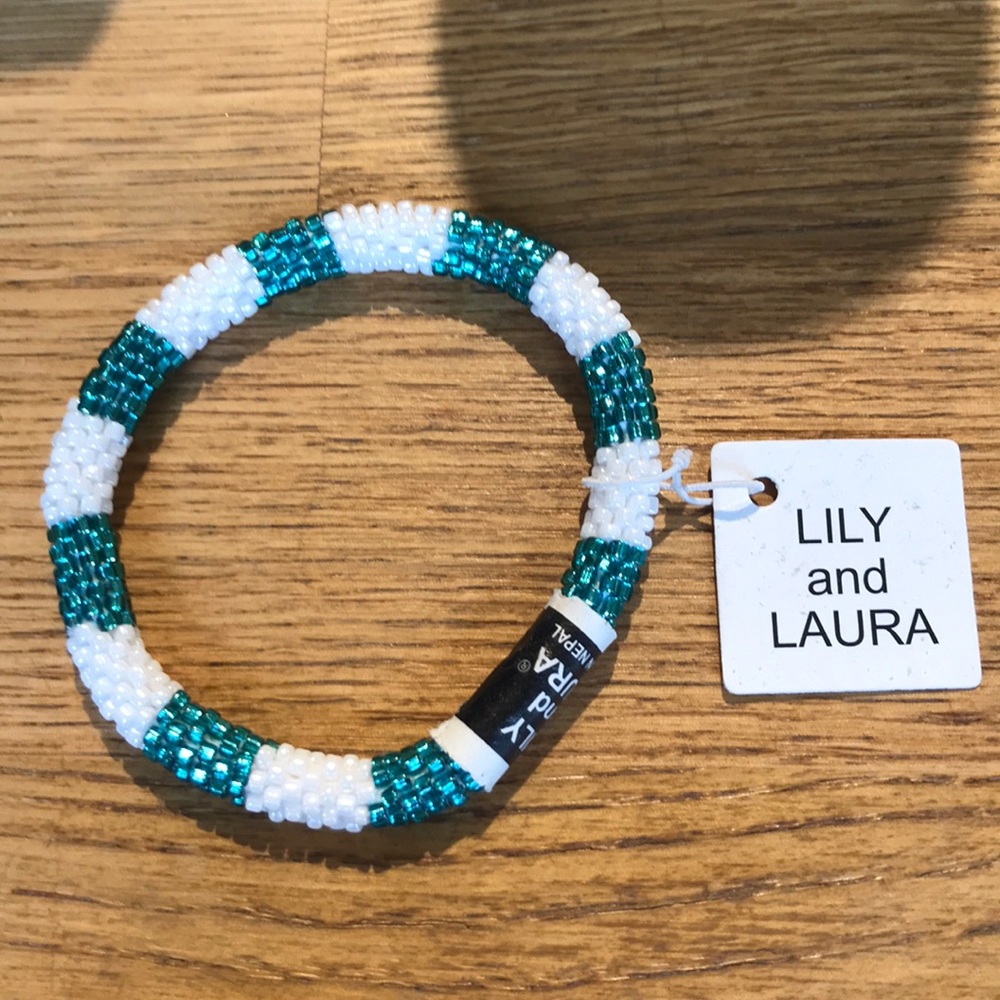 Lily and Laura teal white bracelet brand new